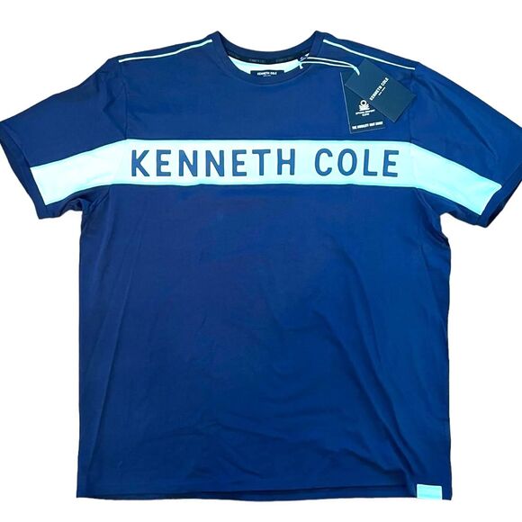 NWT Kenneth Cole New York Men's Colorblock Logo Graphic T-Shirt Blue - Picture 1 of 8